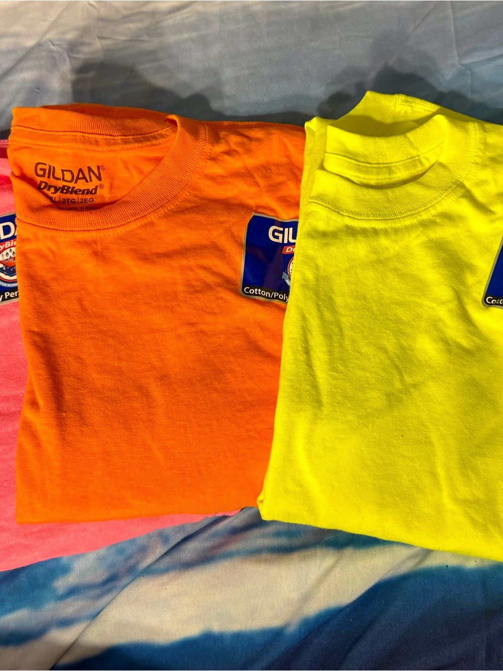 NWT 3pk Gildan Men’s 2x Neon Pink, Orange & Yellow T-Shirt